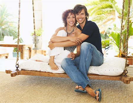 simsearch:600-00954274,k - Couple on Porch Swing Stock Photo - Premium Royalty-Free, Code: 600-00954275