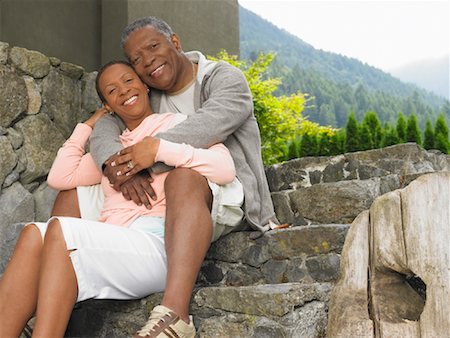 simsearch:700-01199965,k - Portrait of Couple on Stone Steps Stock Photo - Premium Royalty-Free, Code: 600-01036975
