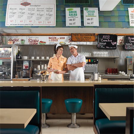 diner stools - Portrait of Diner Employees Stock Photo - Premium Royalty-Free, Code: 600-01041438