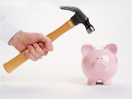 simsearch:600-02797971,k - Piggy Bank and Hammer Stock Photo - Premium Royalty-Free, Code: 600-01073566