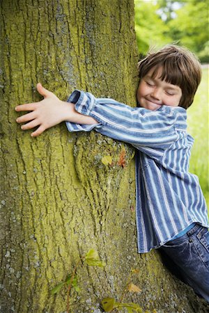 simsearch:600-01100083,k - Boy Hugging Tree Stock Photo - Premium Royalty-Free, Code: 600-01100046