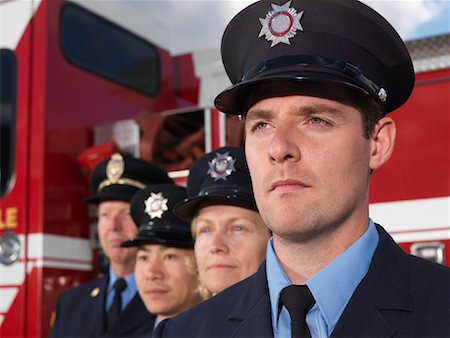 Firefighters by Fire Truck Stock Photo - Premium Royalty-Free, Code: 600-01172259