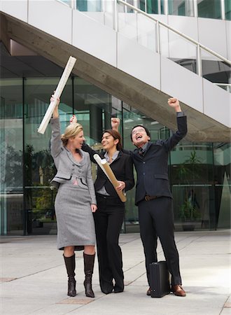 simsearch:600-01593896,k - Business People Cheering in Front of Building Stock Photo - Premium Royalty-Free, Code: 600-01194825