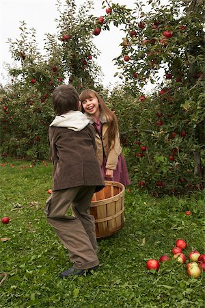 family apple orchard - Children in Apple Orchard Photographie de stock - Premium Libres de Droits, Code: 600-01196572