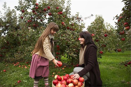 family apple orchard - Mother and Daughter in Apple Orchard Photographie de stock - Premium Libres de Droits, Code: 600-01196581