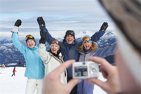 simsearch:700-03739239,k - Person Taking Picture of Friends On Ski Hill, Whistler, BC, Canada Stock Photo - Premium Royalty-Free, Code: 600-01224195