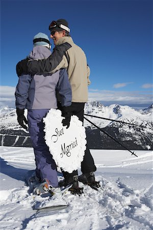 simsearch:700-05389331,k - Couple with Just Married Sign, Whistler, BC, Canada Stock Photo - Premium Royalty-Free, Code: 600-01224244