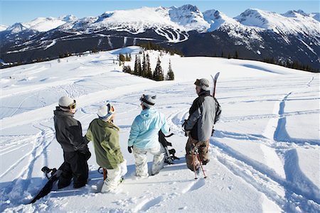 simsearch:600-01540982,k - Skiers Standing on Hill Stock Photo - Premium Royalty-Free, Code: 600-01235252