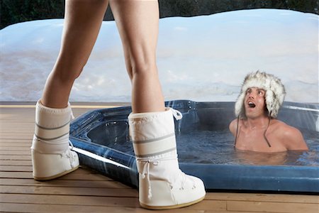 skinny-dipping - Couple at Hot Tub Foto de stock - Sin royalties Premium, Código: 600-01235305