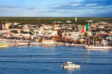 Overview of Coastal City, San Miguel, Cozumel, Mexico Stock Photo - Premium Royalty-Free, Code: 600-01275381