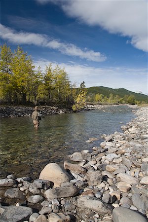 Man Flyfishing in River, Kananaskis Country, Rocky Mountains, Alberta, Canada Stock Photo - Premium Royalty-Free, Code: 600-01296492