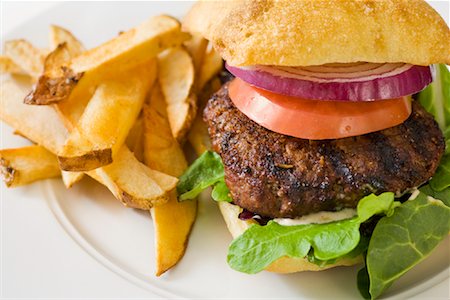 Hamburger and French Fries Stock Photo - Premium Royalty-Free, Code: 600-01464097