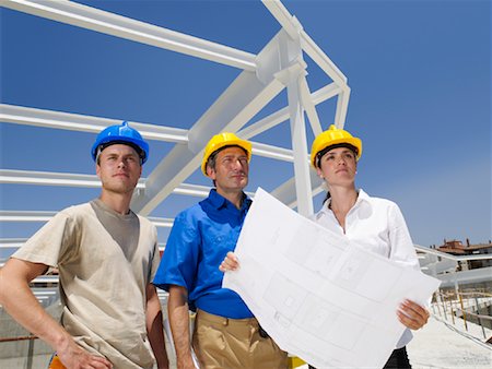Engineers and Construction Worker on Construction Site Stock Photo - Premium Royalty-Free, Code: 600-01593885