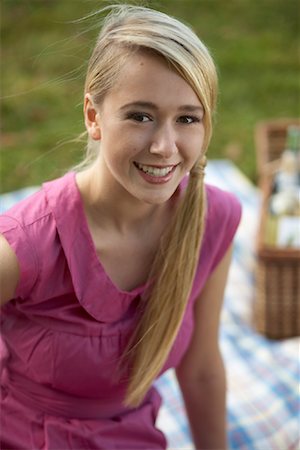 Portrait of Teenage Girl at Picnic Stock Photo - Premium Royalty-Free, Code: 600-01607410