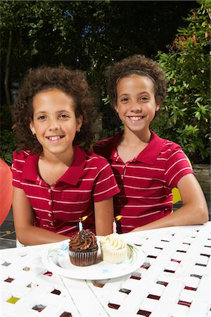 simsearch:600-01614238,k - Portrait of Twin Sisters on their Birthday Stock Photo - Premium Royalty-Free, Code: 600-01614234