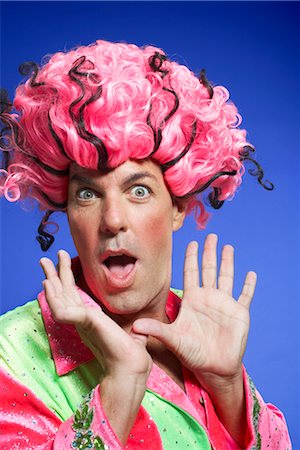 Portrait of Man Wearing Wig Stock Photo - Premium Royalty-Free, Code: 600-01613471