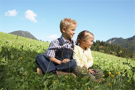 flower photo boy girl - Brother and Sister Outdoors Stock Photo - Premium Royalty-Free, Code: 600-01644958