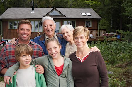 simsearch:700-00357462,k - Portrait of Extended Family by Cottage Stock Photo - Premium Royalty-Free, Code: 600-01694200