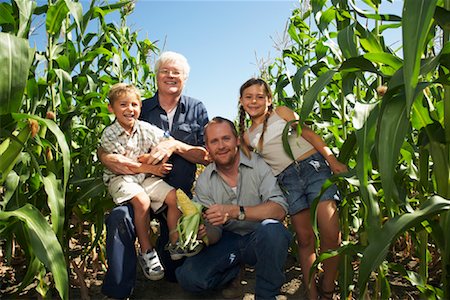 simsearch:600-01236293,k - Famille regardant le maïs dans le champ de maïs Photographie de stock - Premium Libres de Droits, Code: 600-01715994