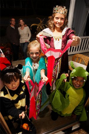 Children Trick or Treating at Halloween Stock Photo - Premium Royalty-Free, Code: 600-01717711