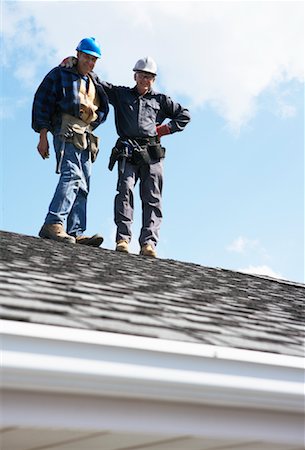 simsearch:600-01742614,k - Construction Workers on Rooftop Stock Photo - Premium Royalty-Free, Code: 600-01742665