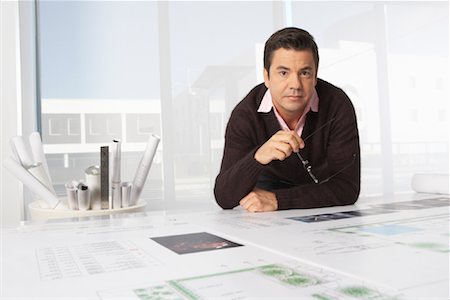 simsearch:600-01788826,k - Portrait of Architect with Blueprint Stock Photo - Premium Royalty-Free, Code: 600-01788824