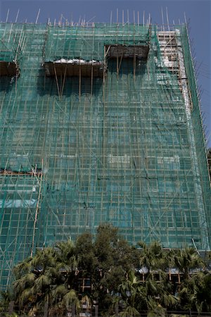 Bamboo Scaffolding on Building, Kowloon, Hong Kong, China Foto de stock - Sin royalties Premium, Código: 600-01879035