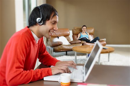 Man Working From Home Stock Photo - Premium Royalty-Free, Code: 600-01879498