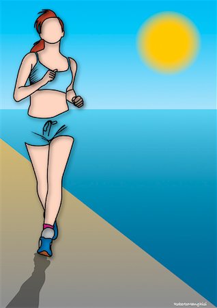 Illustration of Woman Jogging Stock Photo - Premium Royalty-Free, Code: 600-01954212