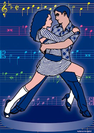 Illustration of Couple Dancing Stock Photo - Premium Royalty-Free, Code: 600-01955916