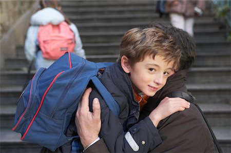 Father Dropping Son Off at School, Paris, France Stock Photo - Premium Royalty-Free, Code: 600-01956010