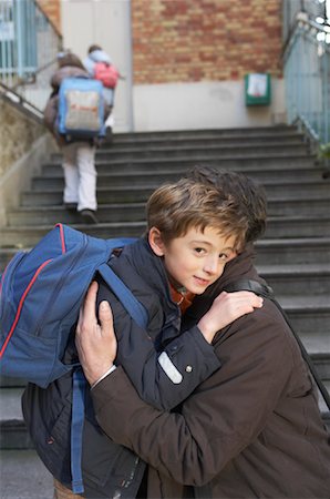 simsearch:600-07584876,k - Father Dropping Son Off at School, Paris, France Stock Photo - Premium Royalty-Free, Code: 600-01956011