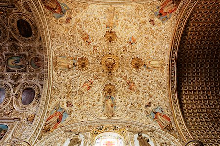 Ornate Ceiling, Iglesia Santo Domingo, Oaxaca, Mexico Foto de stock - Sin royalties Premium, Código: 600-02045964