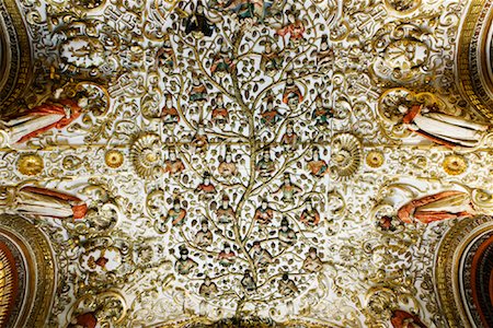 Ornate Ceiling, Iglesia Santo Domingo, Oaxaca, Mexico Foto de stock - Sin royalties Premium, Código: 600-02045965