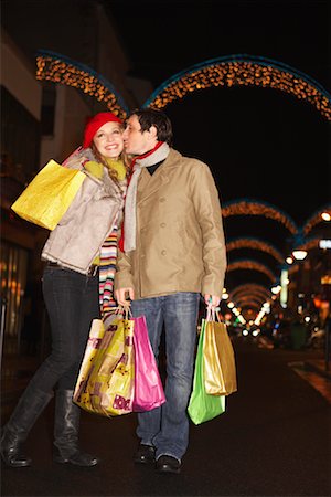 shopping bags city street - Couple Christmas Shopping Stock Photo - Premium Royalty-Free, Code: 600-02056134