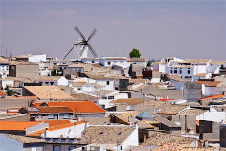 Windmill and Town, Campo de Criptana, La Mancha, Spain Stock Photo - Premium Royalty-Free, Code: 600-02056820