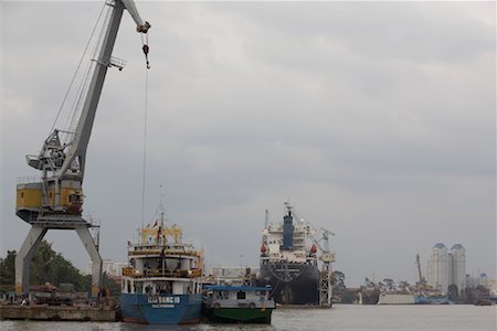 simsearch:700-02757233,k - Ships in Harbor, Saigon River, Ho Chi Minh City, Vietnam Stock Photo - Premium Royalty-Free, Code: 600-02063595