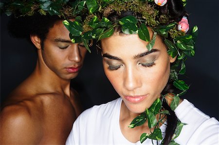 Portrait of Couple With Wreaths in Hair Stock Photo - Premium Royalty-Free, Code: 600-02200308