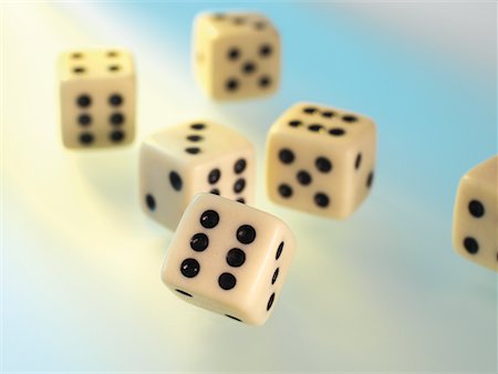 dice - Six Die on Blue and Yellow Background Stock Photo - Premium Royalty-Free, Code: 600-02217305