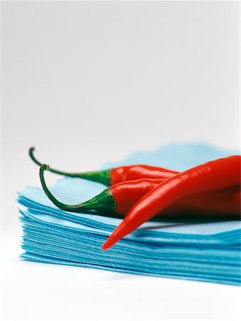 simsearch:600-02377945,k - Red Peppers on Blue Napkins Stock Photo - Premium Royalty-Free, Code: 600-02264633