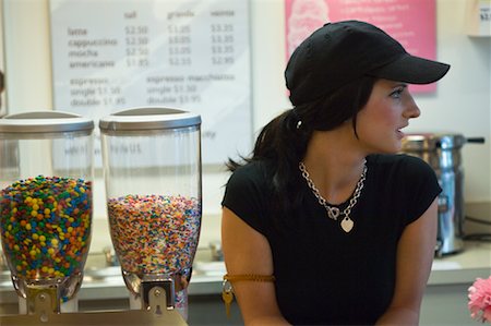 sprinkles - Portrait of Woman in Mora Ice Cream Shop, Winslow, Bainbridge Island, Puget Sound, Washington, USA Stock Photo - Premium Royalty-Free, Code: 600-02265110