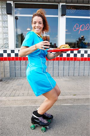 retro diner - Portrait of Waitress at Retro Diner, Niagara Falls, Ontario, Canada Stock Photo - Premium Royalty-Free, Code: 600-02429034