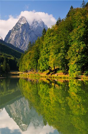 Montagnes de lac Riessersee, Garmisch-Partenkirchen, Bavière, Allemagne Photographie de stock - Premium Libres de Droits, Code: 600-02593886