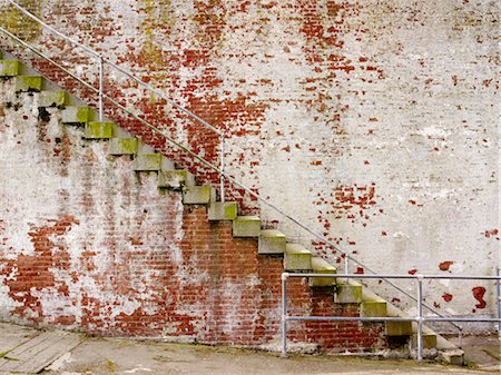 Staircase against Brick Wall, Alcatraz, San Francisco, California, USA Stock Photo - Premium Royalty-Free, Code: 600-02637691