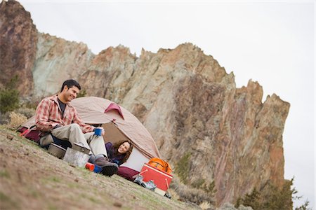simsearch:600-03696739,k - Couple Camping at Smith Rock State Park in Autumn, Bend, Oregon, USA Stock Photo - Premium Royalty-Free, Code: 600-02669357