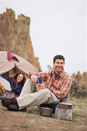 simsearch:600-03696739,k - Couple Camping at Smith Rock State Park in Autumn, Bend, Oregon, USA Stock Photo - Premium Royalty-Free, Code: 600-02669358