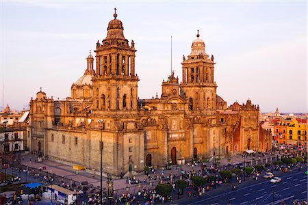 Mexico City Metropolitan Cathedral at Dusk, Mexico City, Mexico Stock Photo - Premium Royalty-Free, Code: 600-02694270