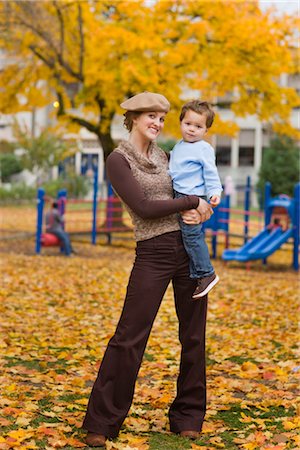 Portrait of Mother and Son in the Park in Autumn, Portland, Oregon, USA Stock Photo - Premium Royalty-Free, Code: 600-02700630
