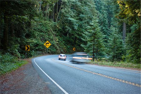 direction sign and nobody road - Highway 199 Through Jedediah Smith State Park, Northern California,  California, USA Stock Photo - Premium Royalty-Free, Code: 600-02756989