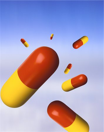 Capsule Pills in Sky Stock Photo - Premium Royalty-Free, Code: 600-02833200
